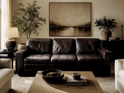 Genuine Leather Tufted Sofa – Deep Chocolate Brown – Excellent Condition