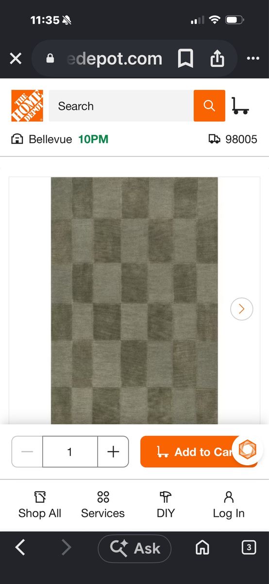 Handmade 100% Wool Hand Tufted Area Rug - Olive - 9'6" x 13'6" - Checkerboard Design