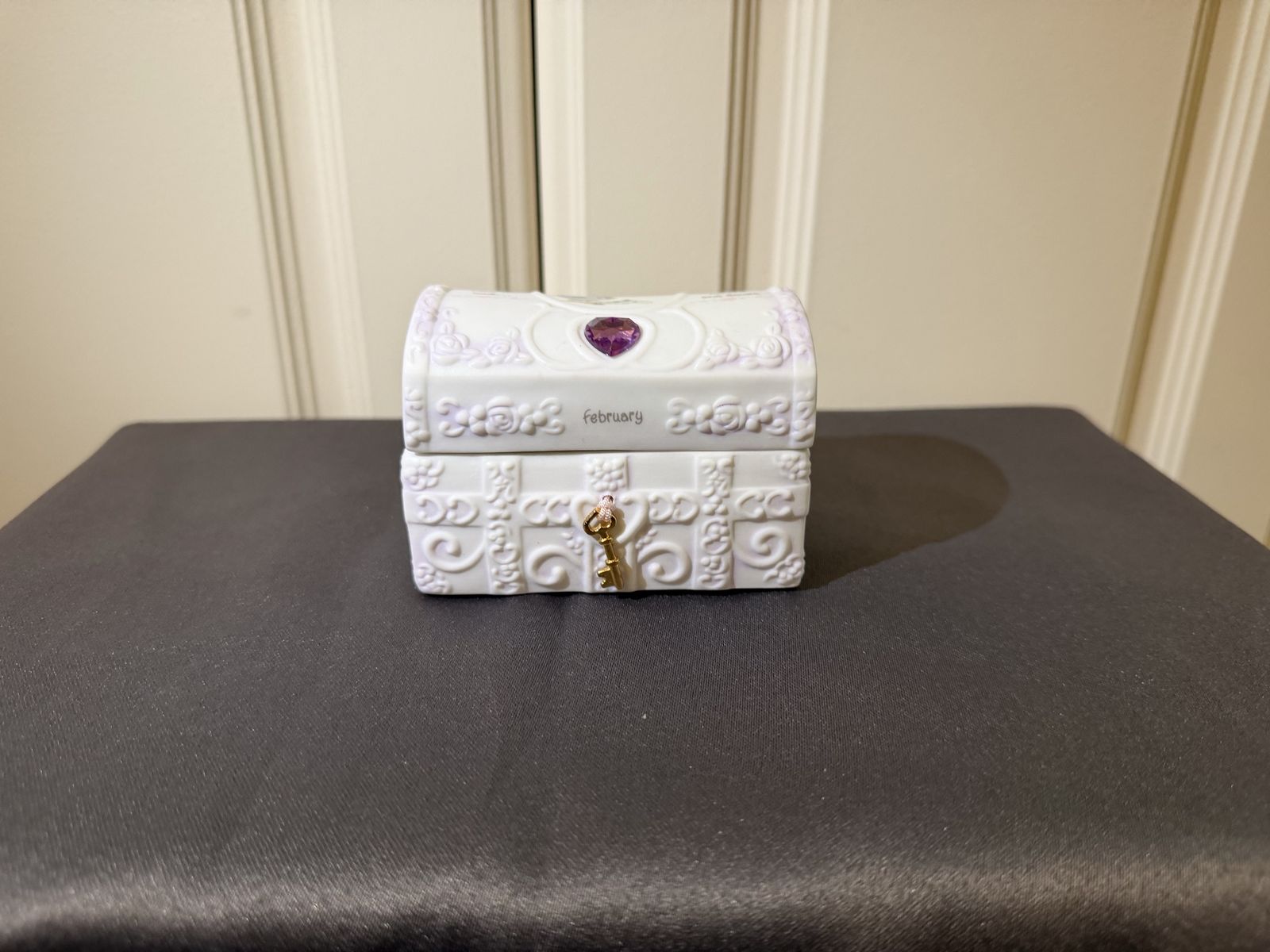 Precious Moments February Amethyst Birthstone Trinket Box
