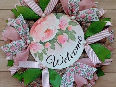 Pink Flower Welcome Wreath