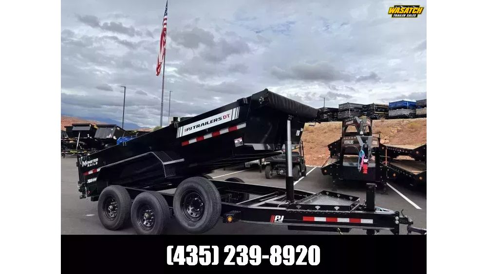 2026 PJ Trailers 7X14 14K DT1 Low Pro Telescopic Dump Trailer