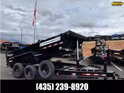 2026 PJ Trailers 7X14 14K DT1 Low Pro Telescopic Dump Trailer