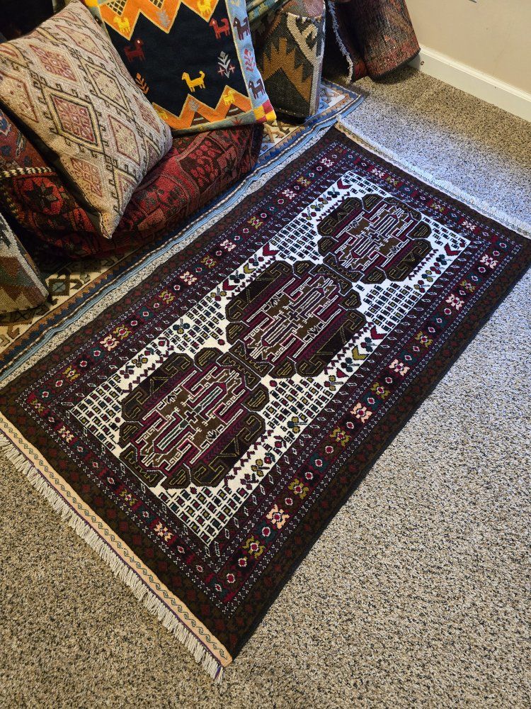 Handknotted Vintage Rug, Afghan, 4'9" x 2'9"