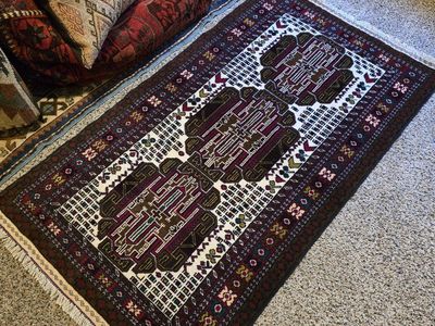 Handknotted Vintage Rug, Afghan, 4'9" x 2'9"