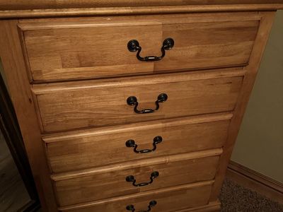 Solid Oak 5-Drawer Tallboy Dresser