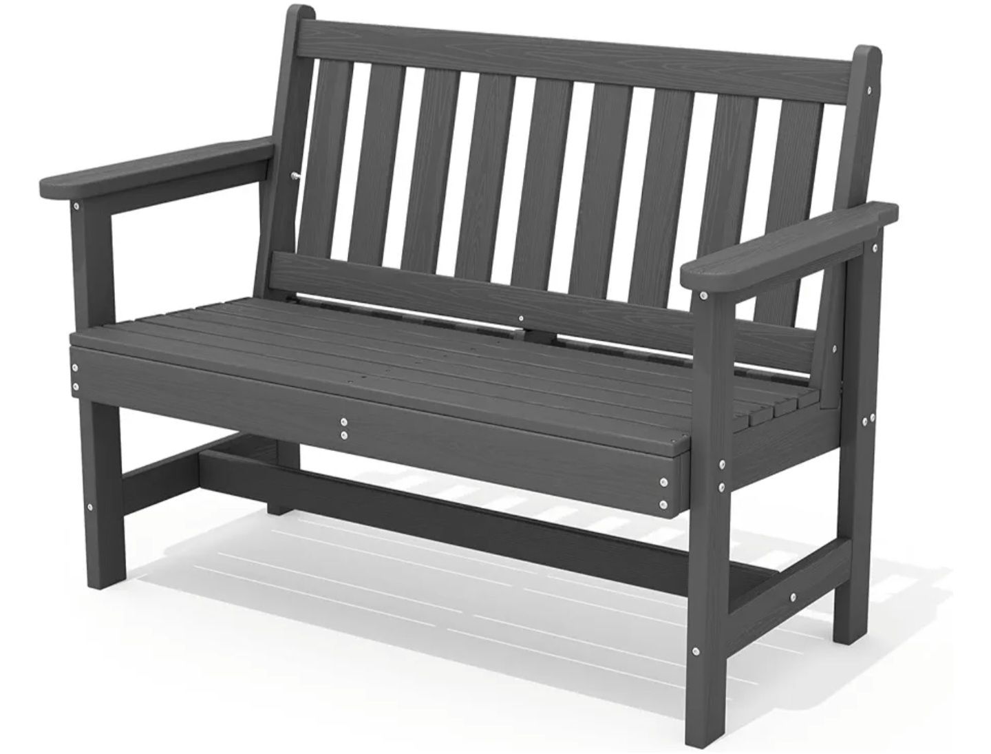 New Assembled SERWALL HDPE Outdoor Bench Weatherproof, Gray
