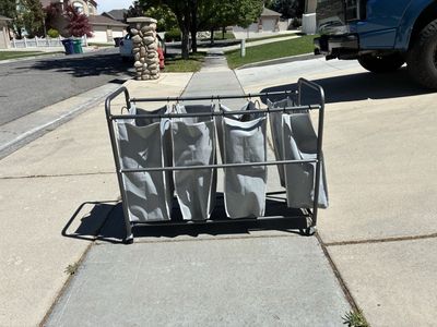 Large Rolling Laundry Sorter with 5 Removable Grey Bags - Heavy Duty Organizer Hamper