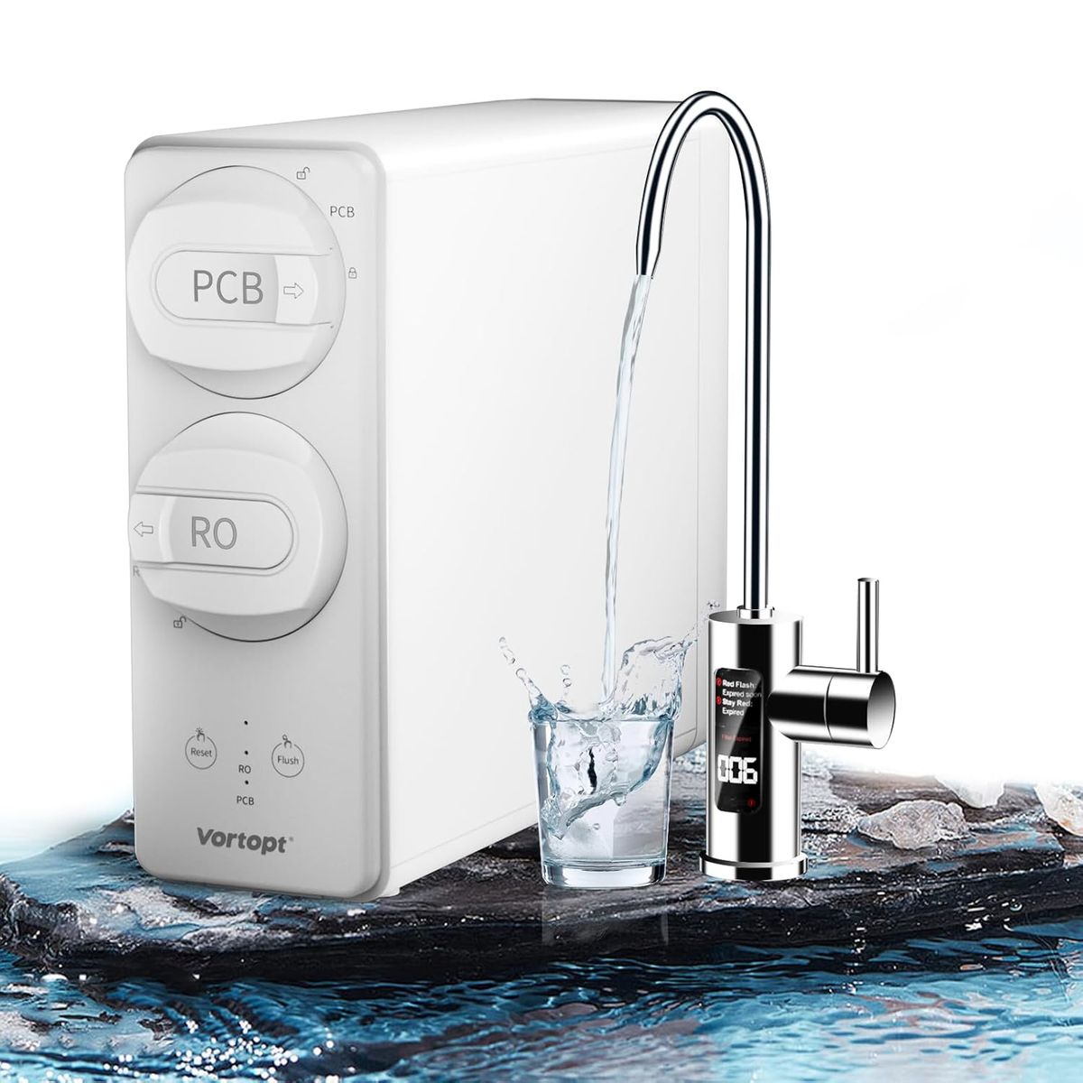 UNDER SINK WATER FILTRATION SYSTEM 600 GPD TANKLESS RO WATER PURIFIER 7-STAGE 3:1 PURE TO DRAIN SMART FAUCET DISPLAY-NEW IN BOX!