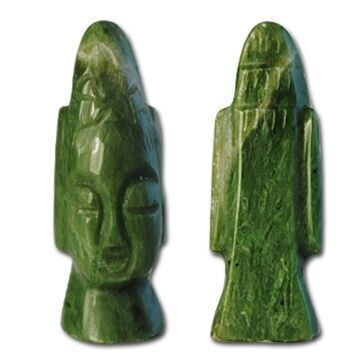 Used good small size hand carved head green jade figurine