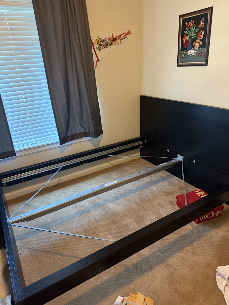 FREE IKEA Malm Black Queen Bed Frame with Slats WITH MATTRESS