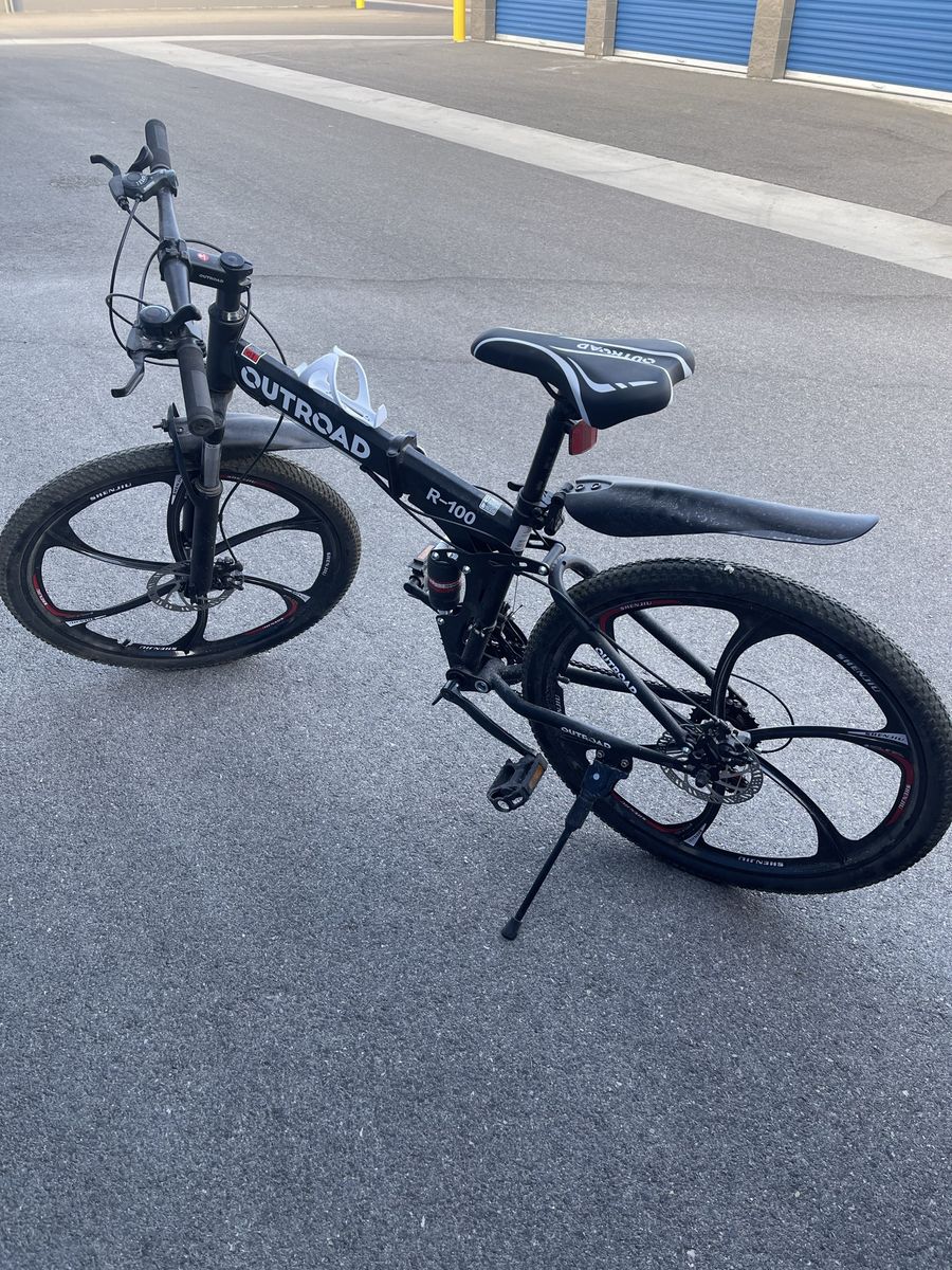 OUTROAD R-100 Black Folding Mountain Bike with Front Suspension