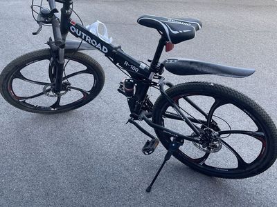 OUTROAD R-100 Black Folding Mountain Bike with Front Suspension