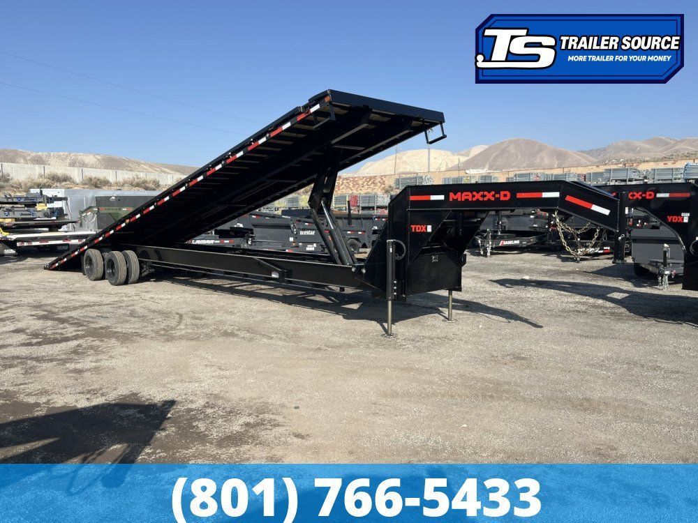 8.5x40 Maxx-D TDX Gooseneck Tilt Trailer -  30K GVWR - 15K Axles, HDSS Suspension, Hydraulic Disc Brakes, Hydraulic Jack(s),