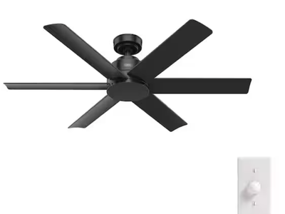 New in Box HunterKennicott 52 in. Outdoor Matte Black Ceiling Fan with Wall Control