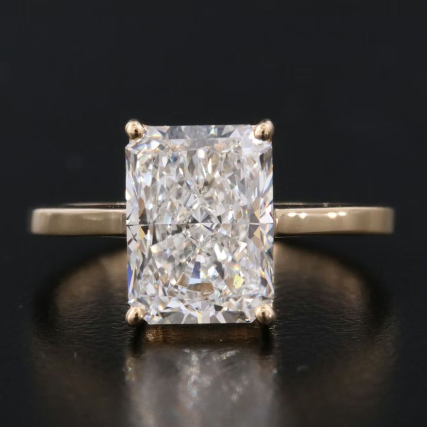 2.98 CT radiant Diamond in 18k band Solitaire Ring with IGI Report