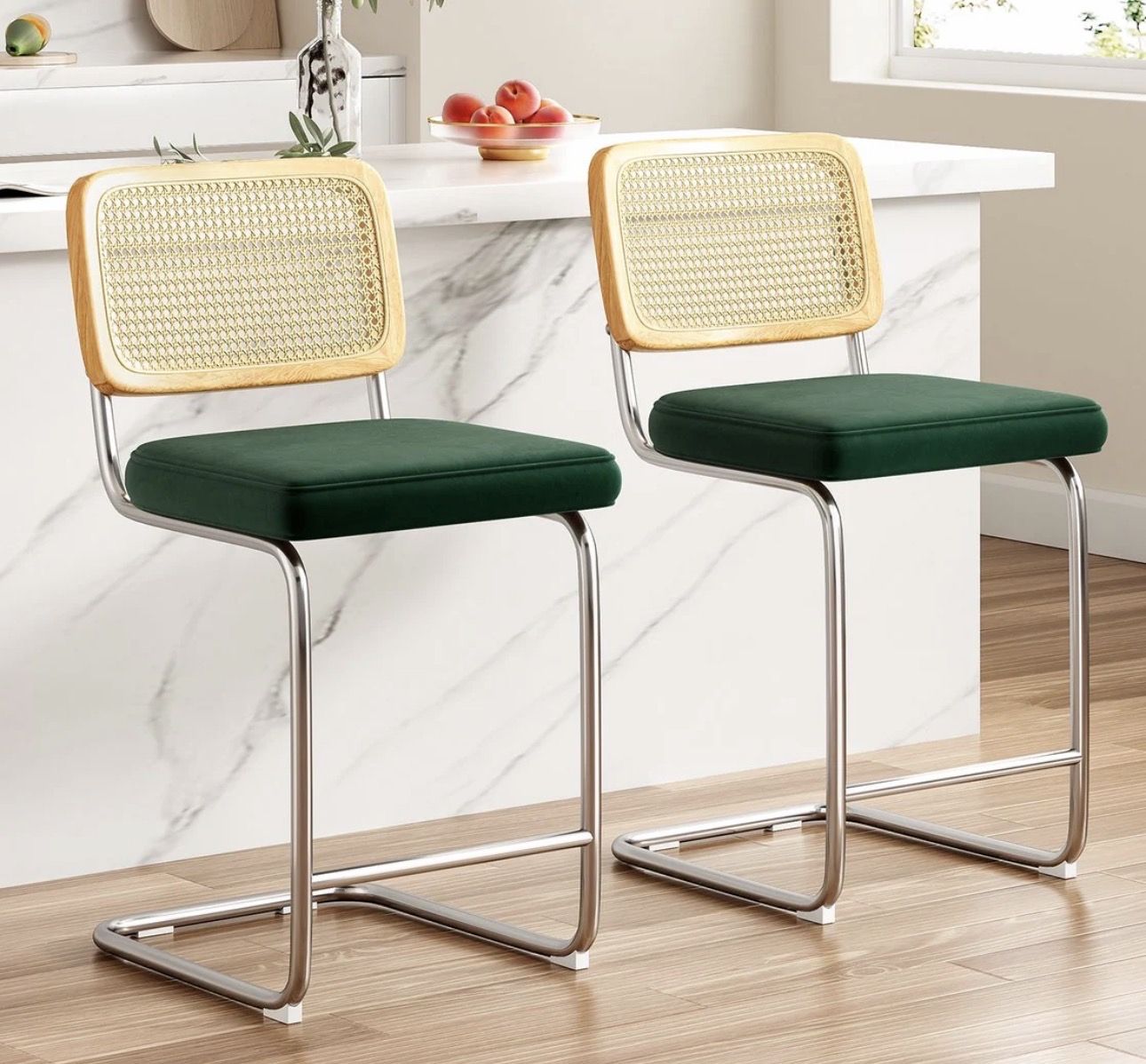 Farini Velvet Counter Height Bar Stools Set Of 2