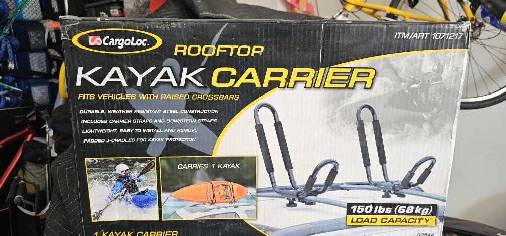 CargoLoc Rooftop Kayak Carrier J-Style Rack 150 lbs Capacity