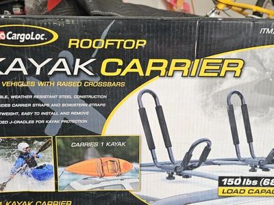 CargoLoc Rooftop Kayak Carrier J-Style Rack 150 lbs Capacity