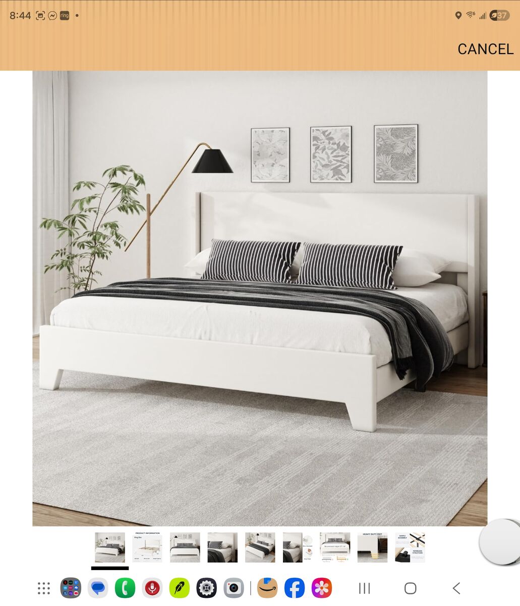 KING BED FRAME FAUX LEATHER