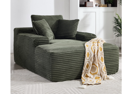New 67" Green Oversized Corduroy Chaise Lounge Sleeper Sofa - Deep Seat IConvertible