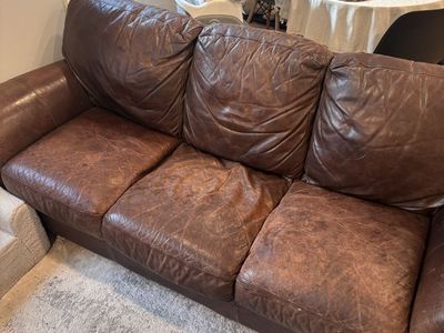 Brown leather couches