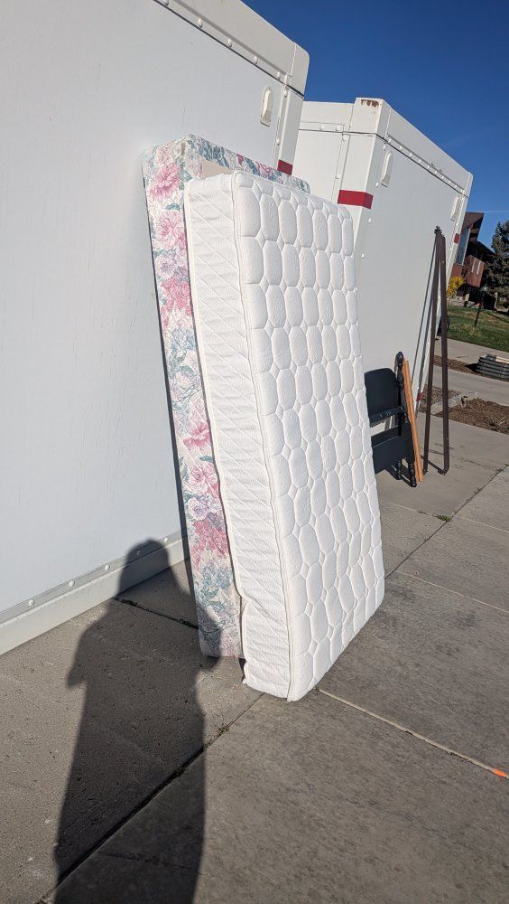 FREE twin mattress, box spring, bed frame