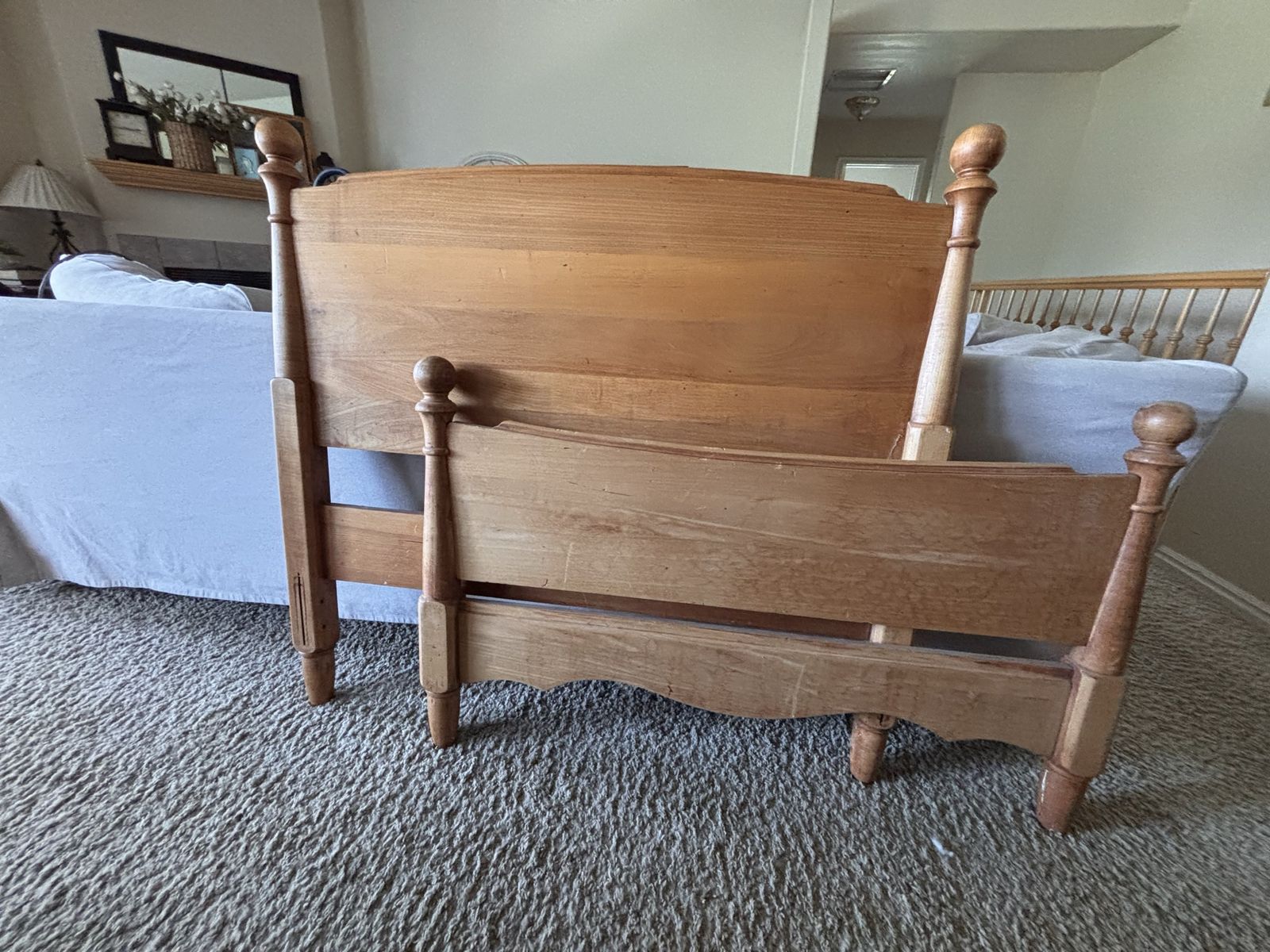 Two antique solid maple twin bed