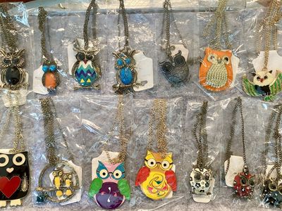 NEW - Owl Charm Necklaces Embellished - Assorted Designs, Long Chains, Your Choice $10