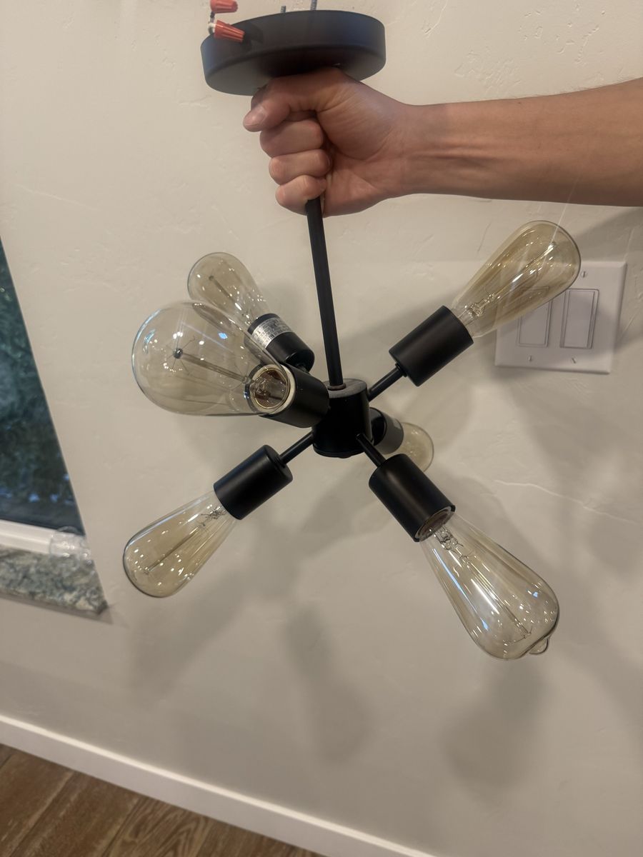 Modern Black Sputnik Chandelier Light Fixture with Edison Bulbs