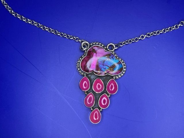 Southwest Handmade Multi Stone & Sterling Silver Rain Cloud Necklace