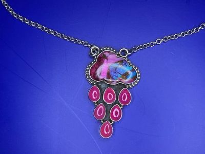 Southwest Handmade Multi Stone & Sterling Silver Rain Cloud Necklace
