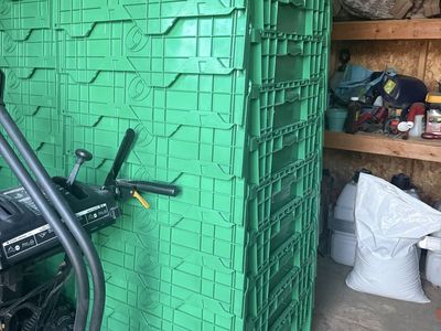 29 Large Green Plastic Storage Totes - Stackable & Durable Moving Crates