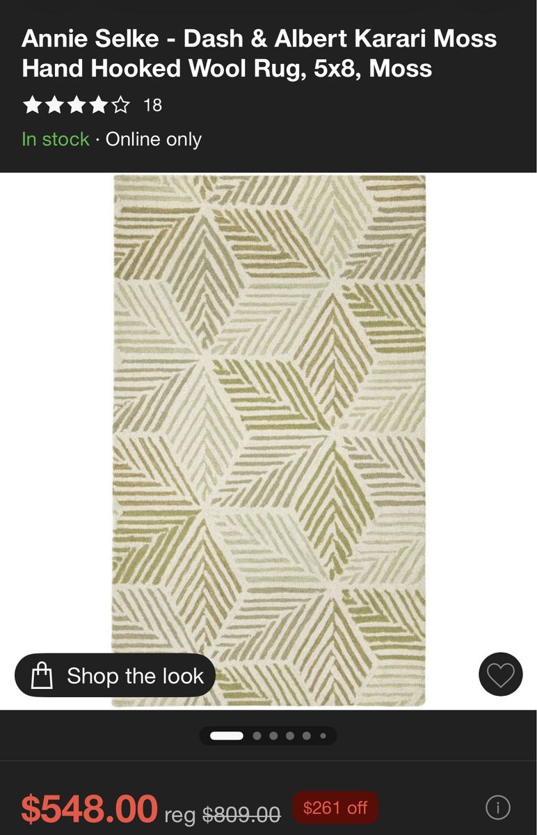 Annie Selke Dash & Albert Karari Moss Hand Hooked Wool Rug 5x8