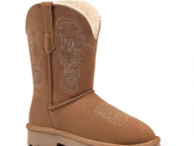WINBIRD Genuine Leather Suede Platform Womens Winter Snow Boots Fur Lining Pull on Fuzzy Warm Mid Calf Short Boots size 7.5-8