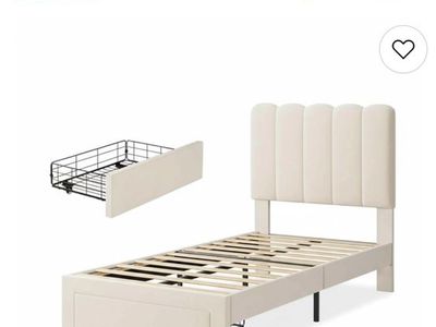 Twin size bed frame with front storage