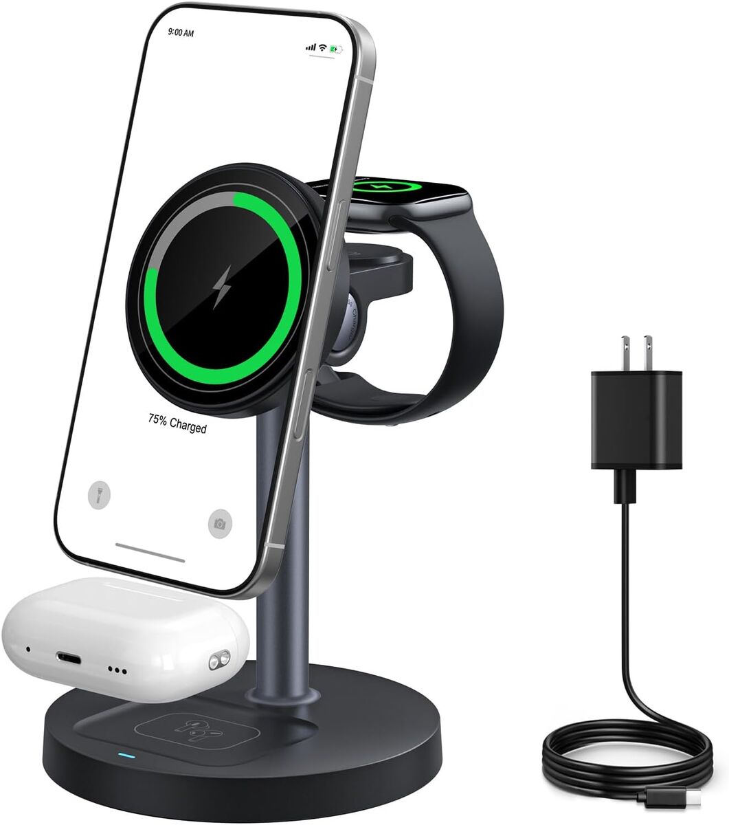 NEW 3 in 1 Wireless Charging Station for Apple:15W Fast Magnetic Fit for iPhone 17 Air 11-16 Pro Max Plus, Watch, AirPods