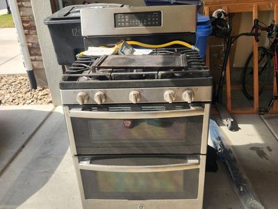 GE Stainless Steel Gas Double Oven Range with Griddle