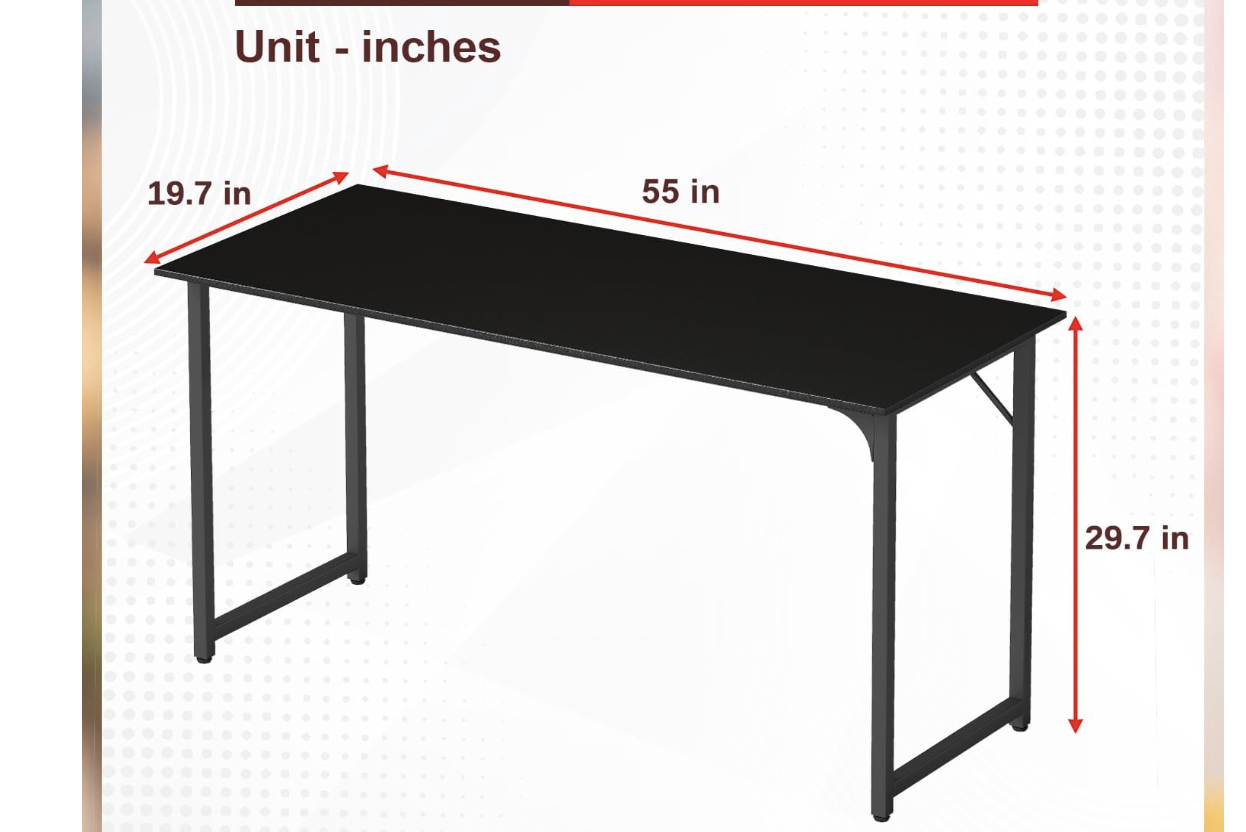New in Box 55 Inch Computer Desk, Large Office Desk, Metal Frame Writing Table