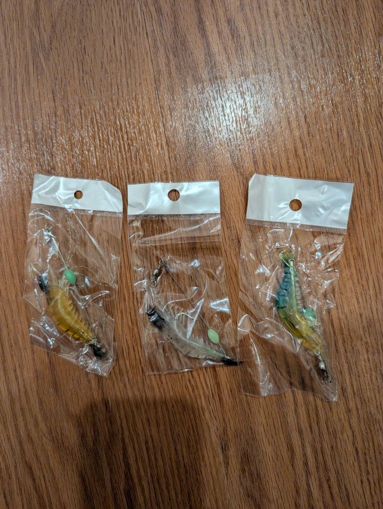 3-Pack Lifelike Luminous Shrimp Fishing Lures, Glow-in-Dark Soft Baits