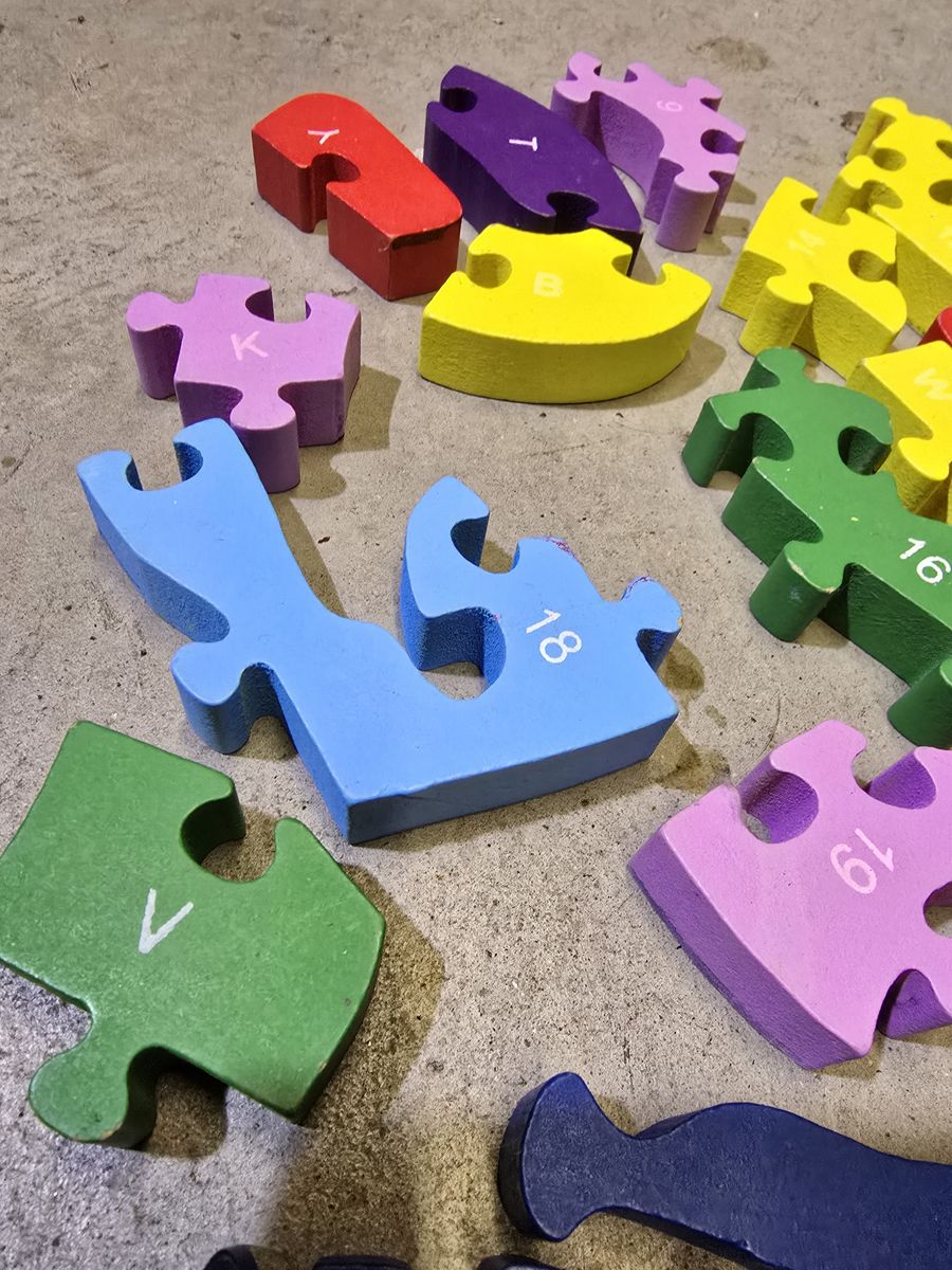 Bigjigs Toys Wooden Elephant Alphabet & Number Puzzle. Complete Set