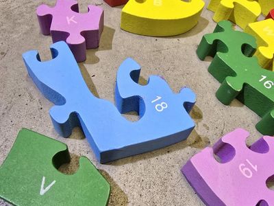 Bigjigs Toys Wooden Elephant Alphabet & Number Puzzle. Complete Set