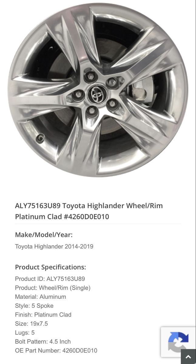 Four Toyota wheels (2019 Highlander)