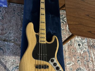 Fender Jazz Bass Guitar - US Made, Natural Finish, Black Pickguard