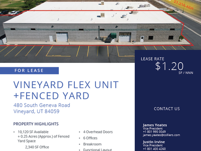 Vineyard Flex/Warehouse Space with Fenced Yard - 10,120 SF