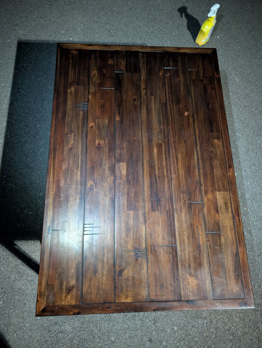 Rustic Dark Wood Coffee Table - Sturdy Rectangular Design