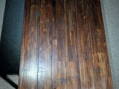 Rustic Dark Wood Coffee Table - Sturdy Rectangular Design