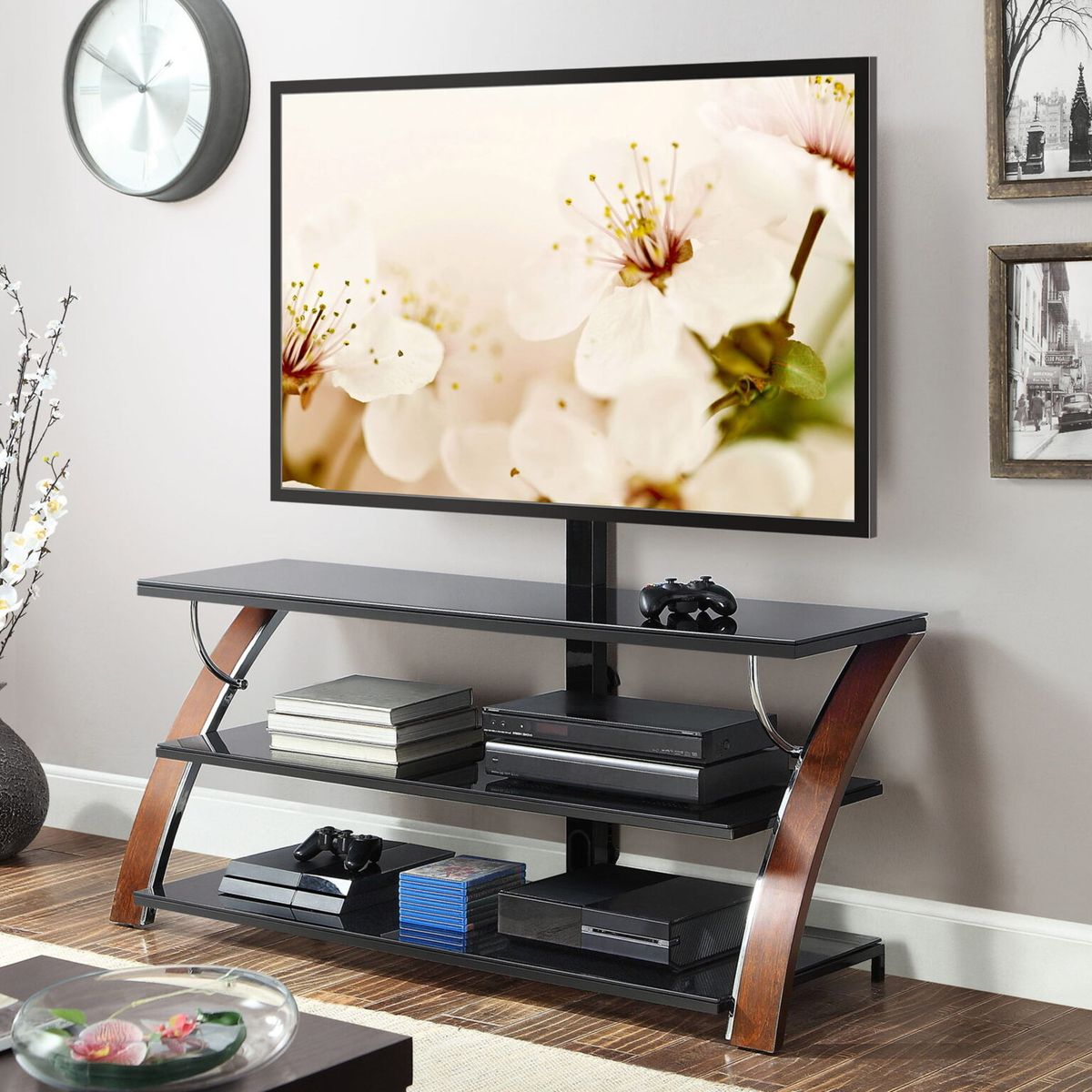 Entertainment console table with mount