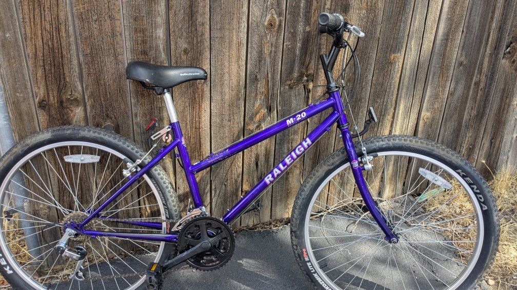 Small 16" Raleigh M-20 Purple Mountain Bike Trail Bicycle Used Good