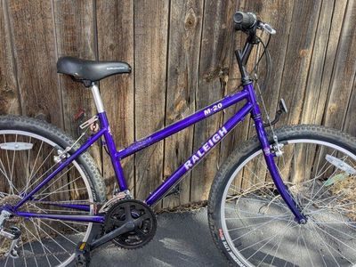 Small 16" Raleigh M-20 Purple Mountain Bike Trail Bicycle Used Good