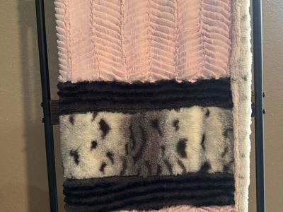 Baby, Pink, Grey & Black all Minky Blanket - Soft Minky fabric